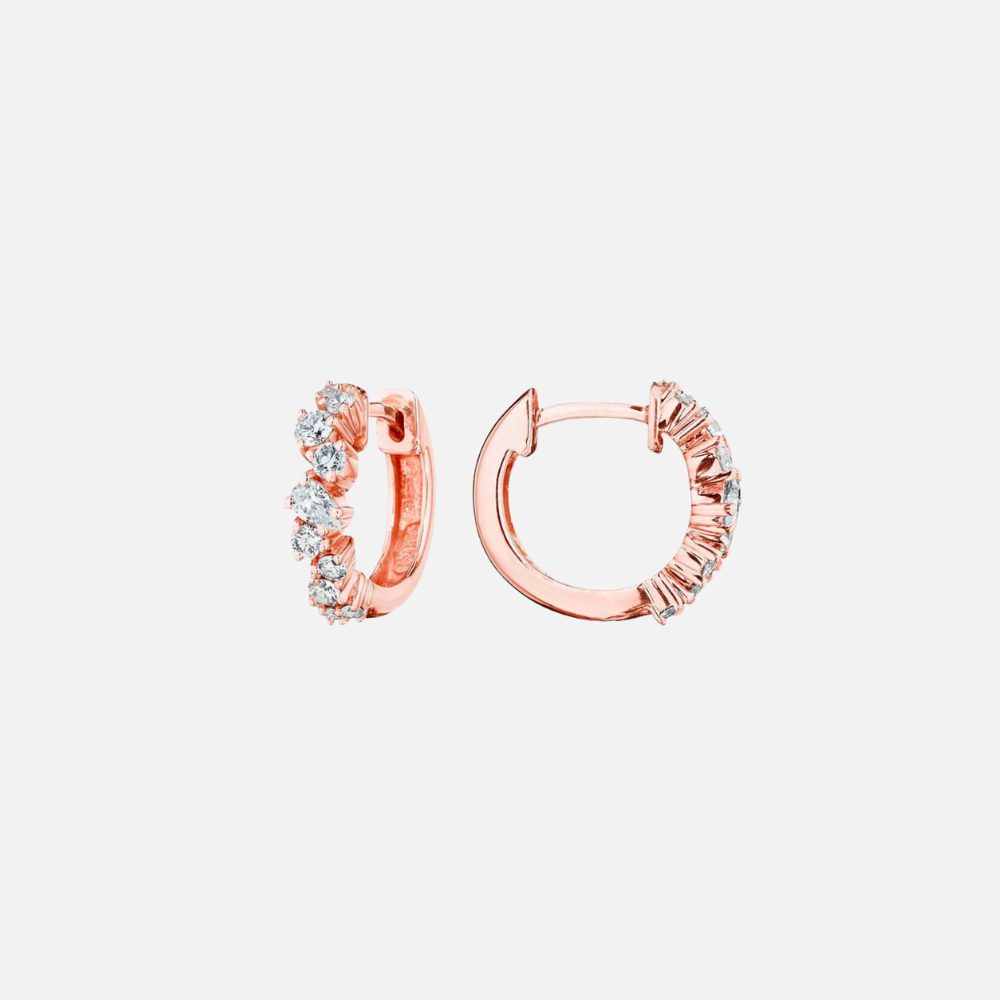 Petite Stardust Rose Gold Diamond Hoop Earrings