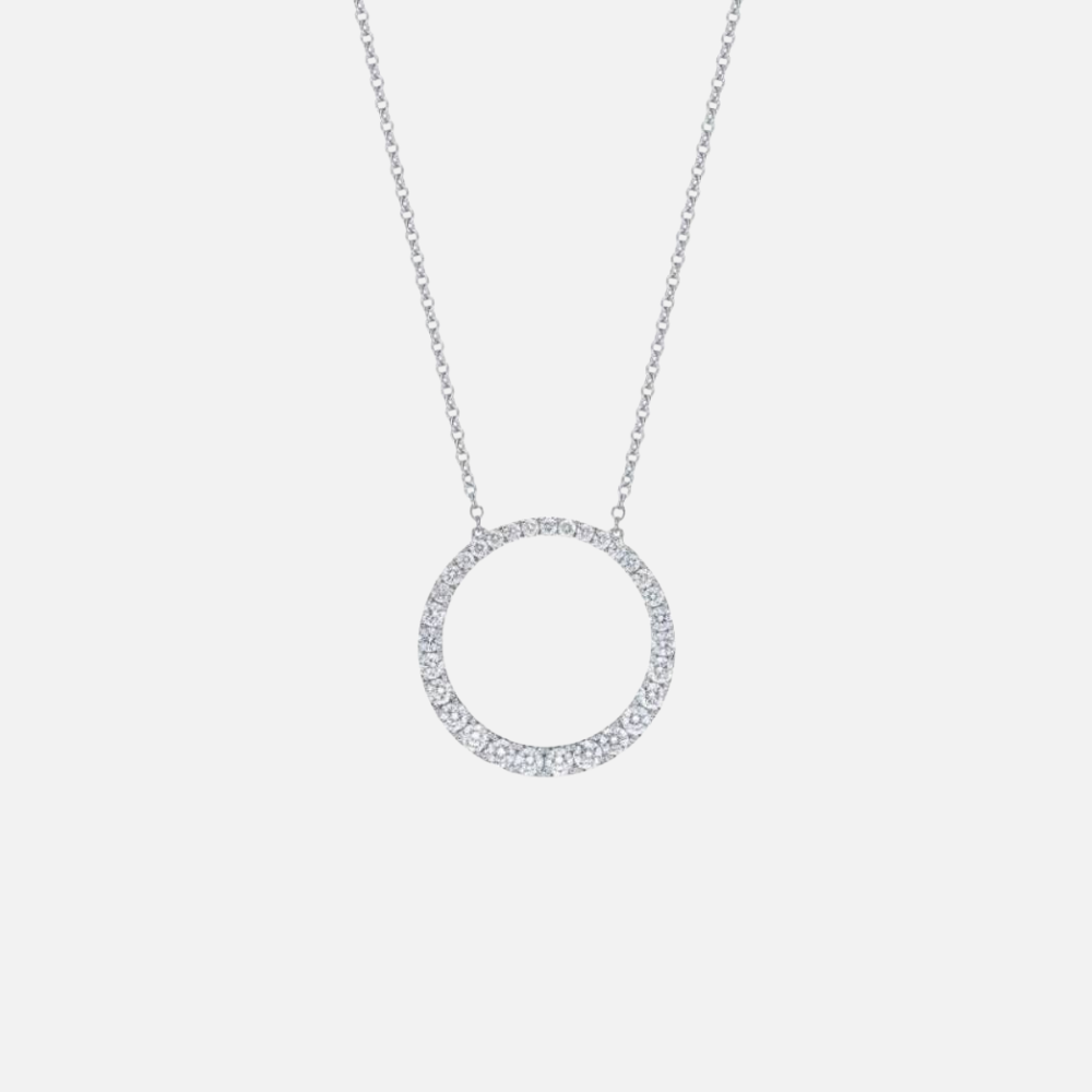 Graduated Diamond Circle Necklace in white gold