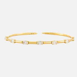 East-West Oval Diamond Bangle Cuff