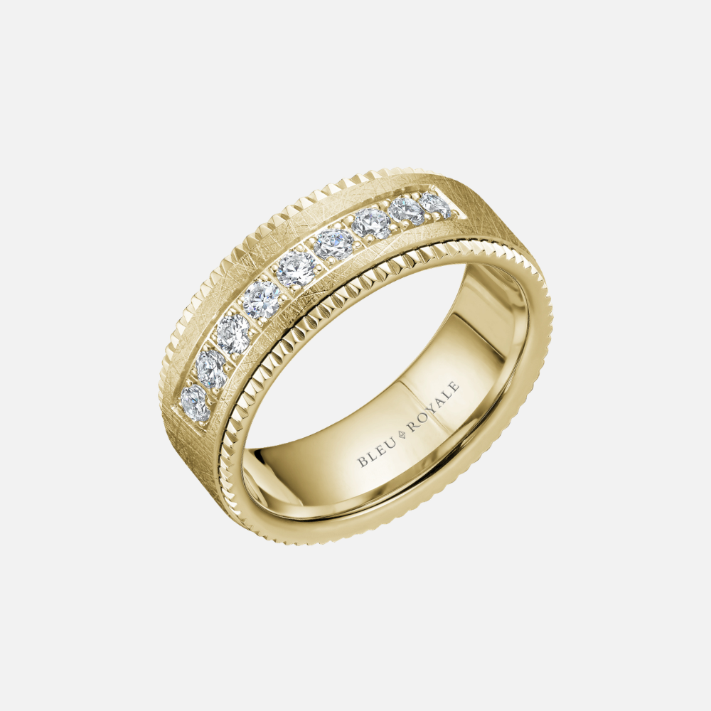 14k Yellow Gold and Diamonds with Brushed Center