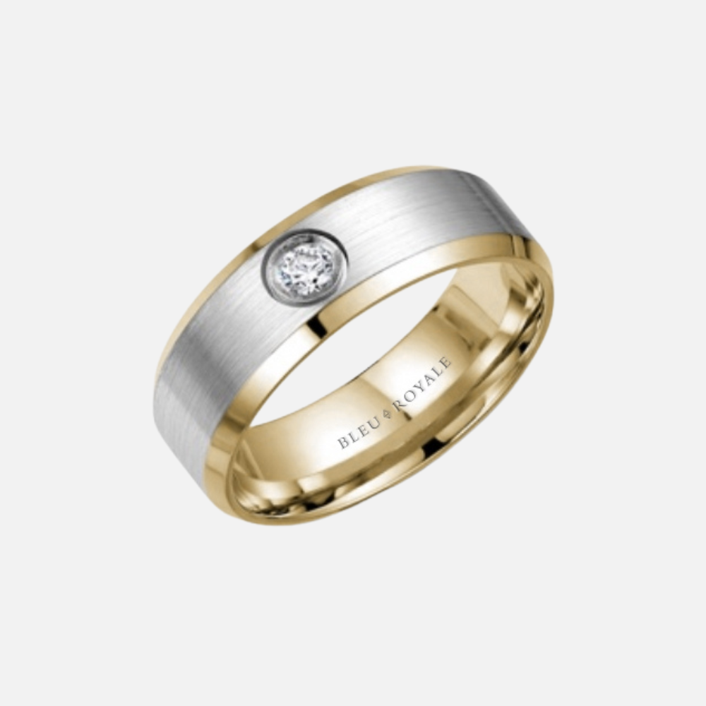 14k White and Yellow Gold with Diamond Band