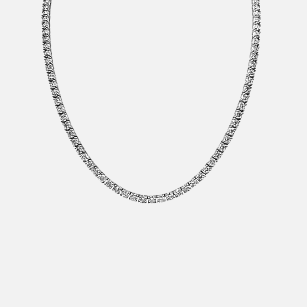 Razny Exclusive White Gold 4-Prong Diamond Tennis Necklace
