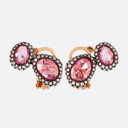 Pink Sapphire and Diamond Rose Gold Earrings