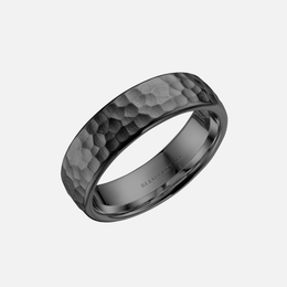 Black Rhodium and White Gold Hammered Finish Band