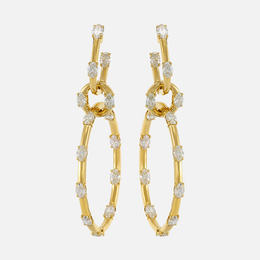 Gold Oval Drop Diamond Earrings