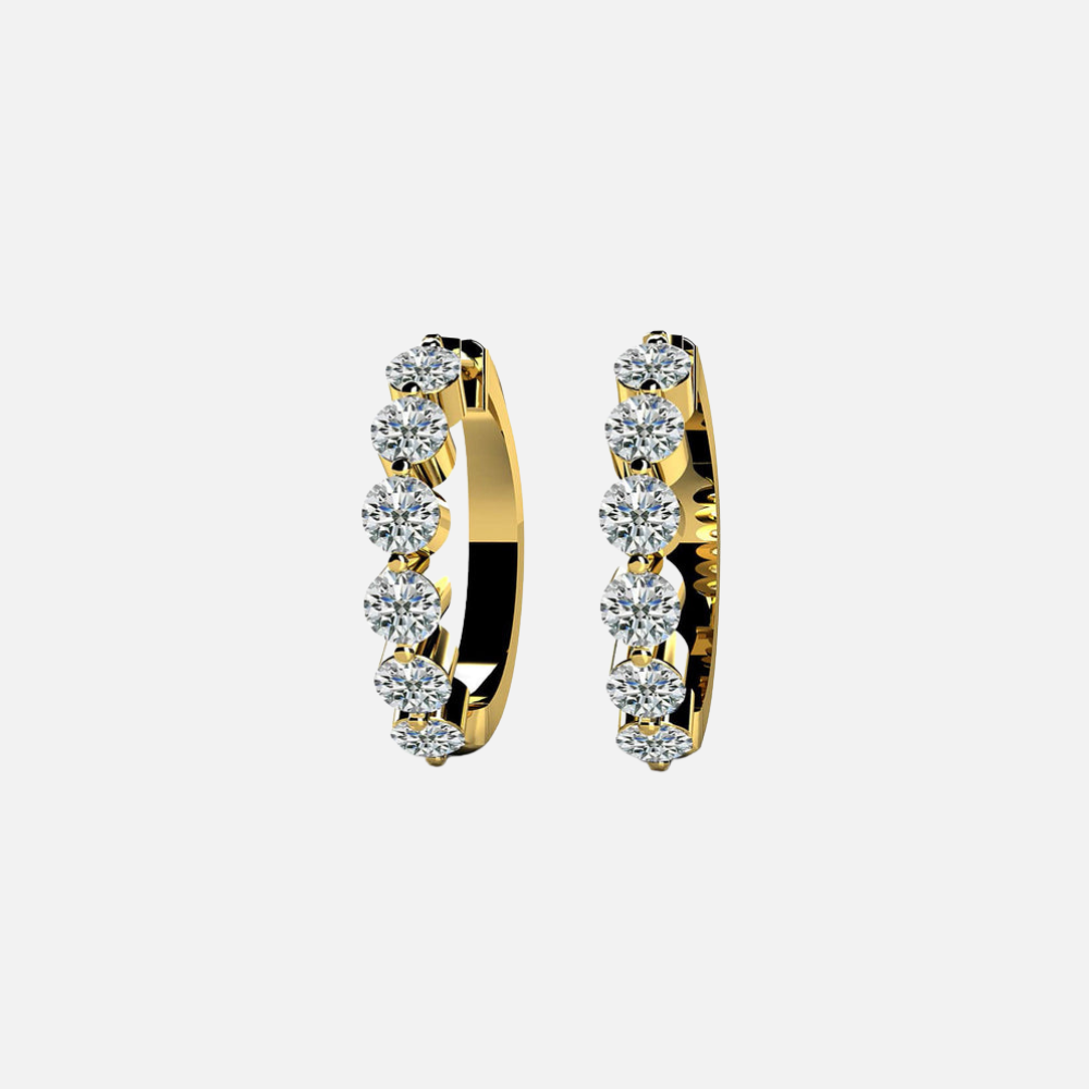 Gold Single-Prong Diamond Hoops in yellow gold