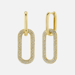 Diamond Pavé Paper Clip Drop Earrings