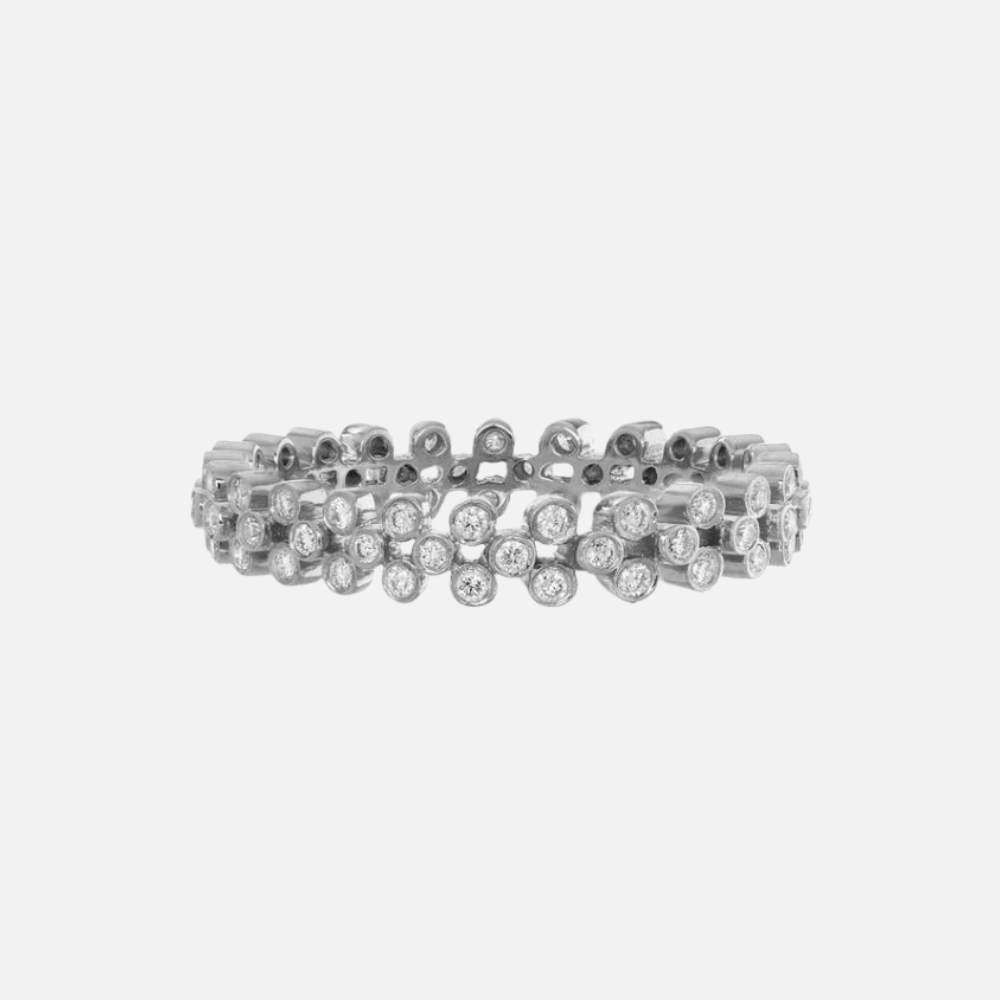 Clover White Diamond Band in White gold