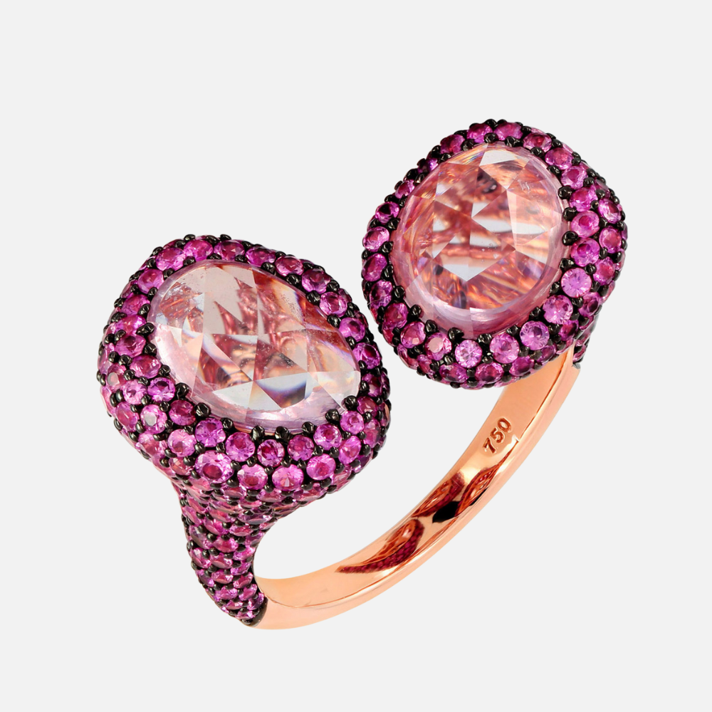 Etho Maria Double Pink Sapphire Rose Gold Ring