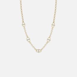 Diamond Open-Link Station Medium Rolo Chain Necklace