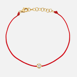 Red String Bracelet With Bezel-Set Diamond