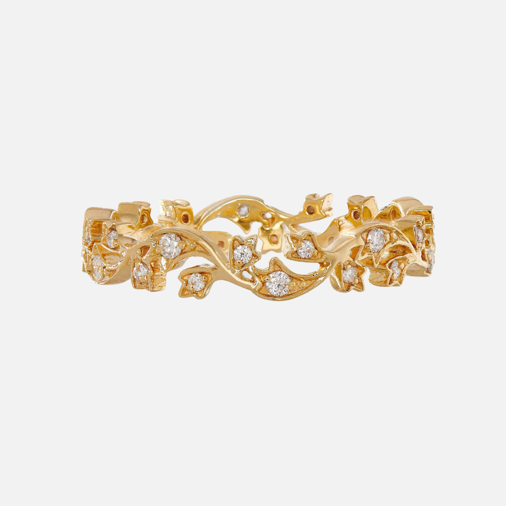 Sethi Couture Gold Ivy White Diamond Band