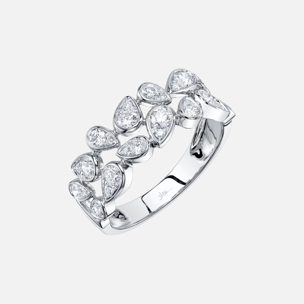 Shy Creation 2-Row Pear-Shaped Diamond Ring