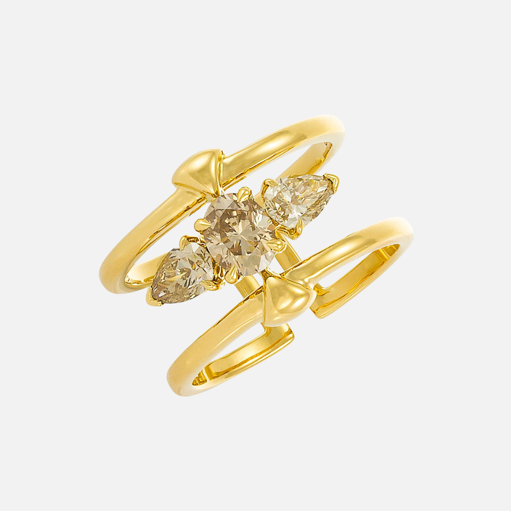 Etho Maria Brown Diamond Ring in 18k yellow gold