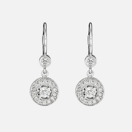 Round Diamond Drop Earrings