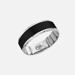 White Gold and Black Carbon Sandpaper Center Band