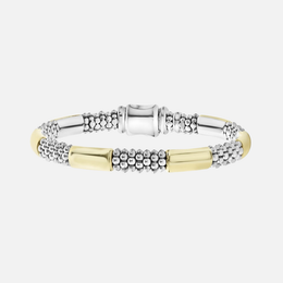 High Bar Two-Tone Station Caviar Bracelet