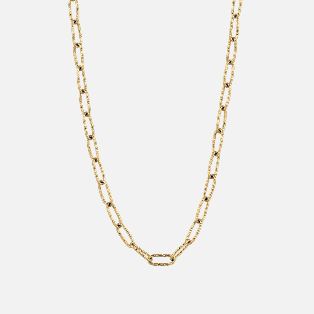 Doves by Doron Paloma Gold Textured Big Oval Link Chain Necklace at Razny Jewelers