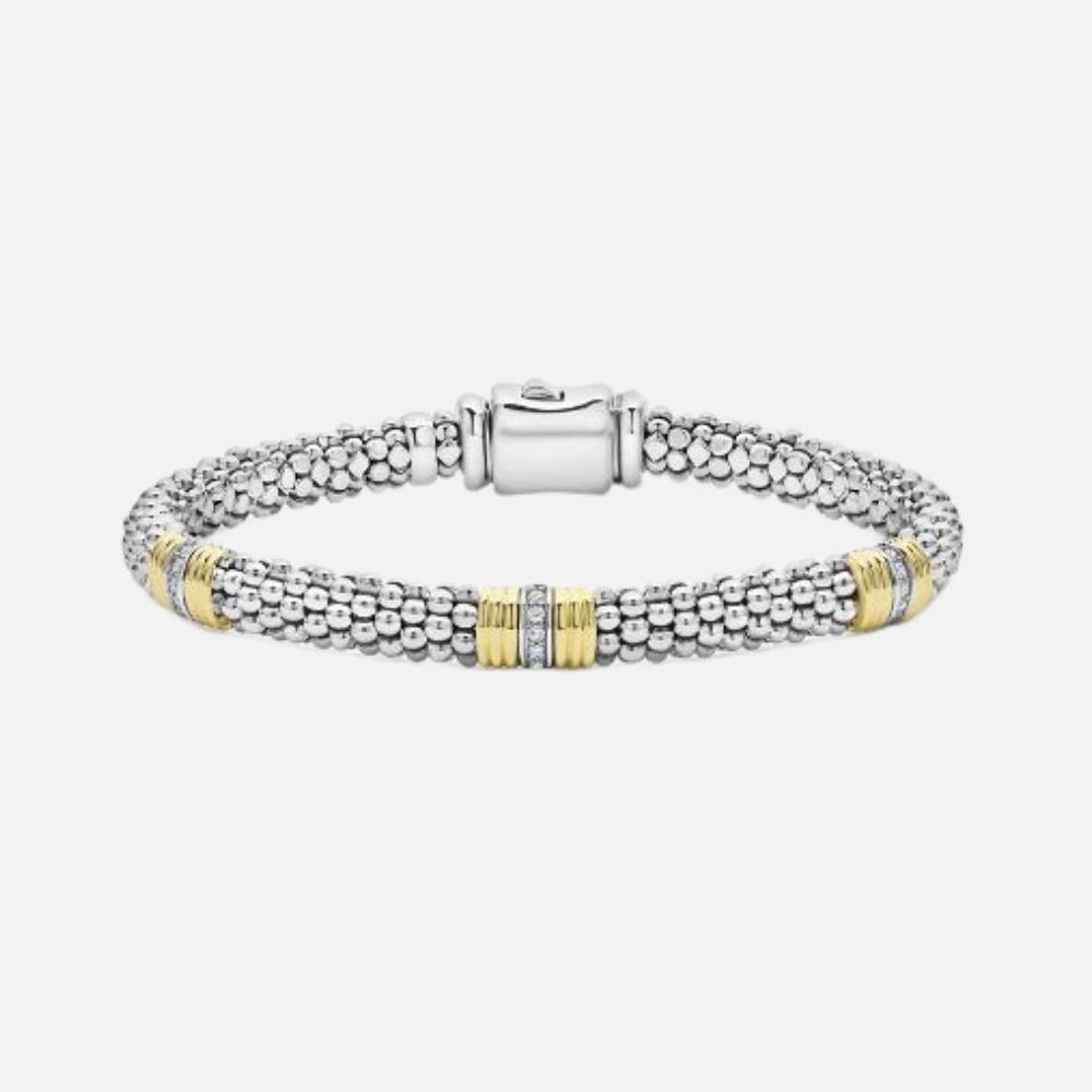 LAGOS Signature Caviar Triple Diamond Station Caviar Bracelet