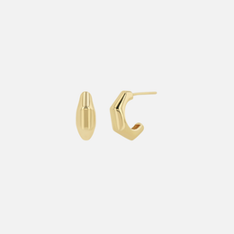 14k Gold Medium Wide Bamboo Hoop Earrings