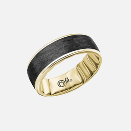 Yellow Gold and Black Carbon Center with High Polish Edges
