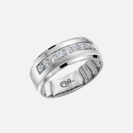 White Gold Diamond Band with Sandpaper Center