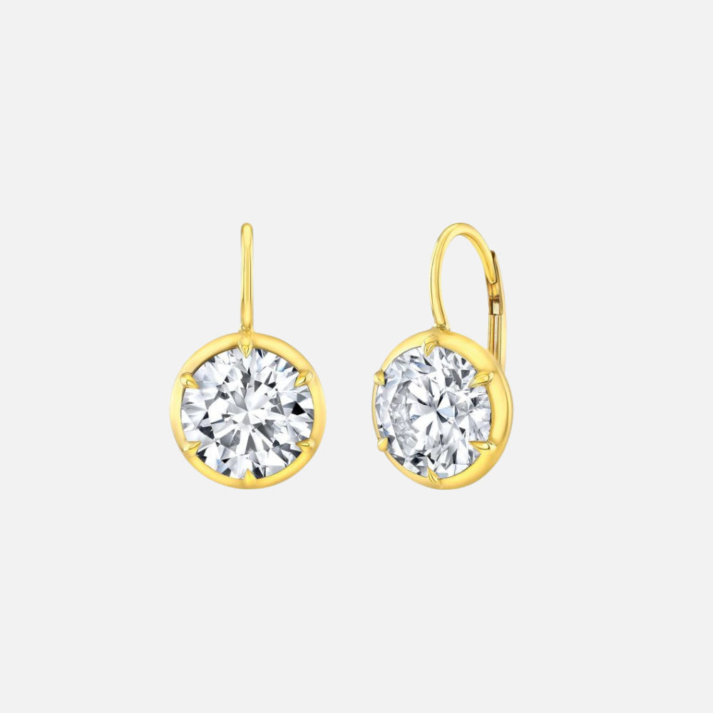 6.05-Carat Diamond Drop Bezel-Set Earrings