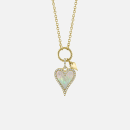 Mother of Pearl and Diamond Heart Necklace
