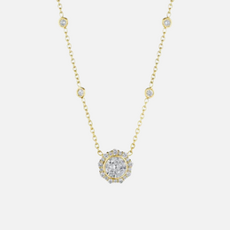 Round Illusion Diamond Necklace