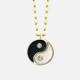 Yin and Yang Black Onyx and Mother of Pearl Necklace