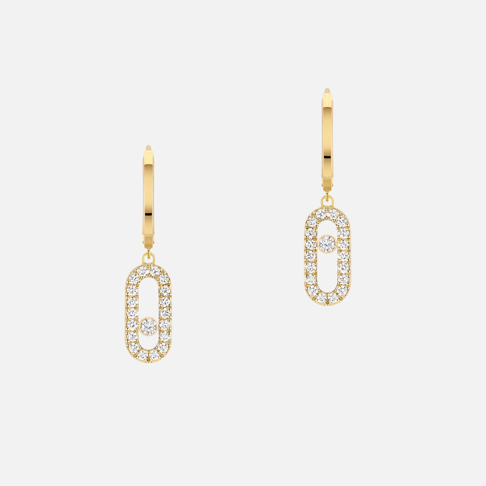 Messika Move Uno Diamond Yellow Gold Hoop Earrings