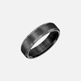 Satin Finish Black Tungsten Bevel Edges Band