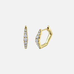 Hexagon Diamond Huggie Hoops