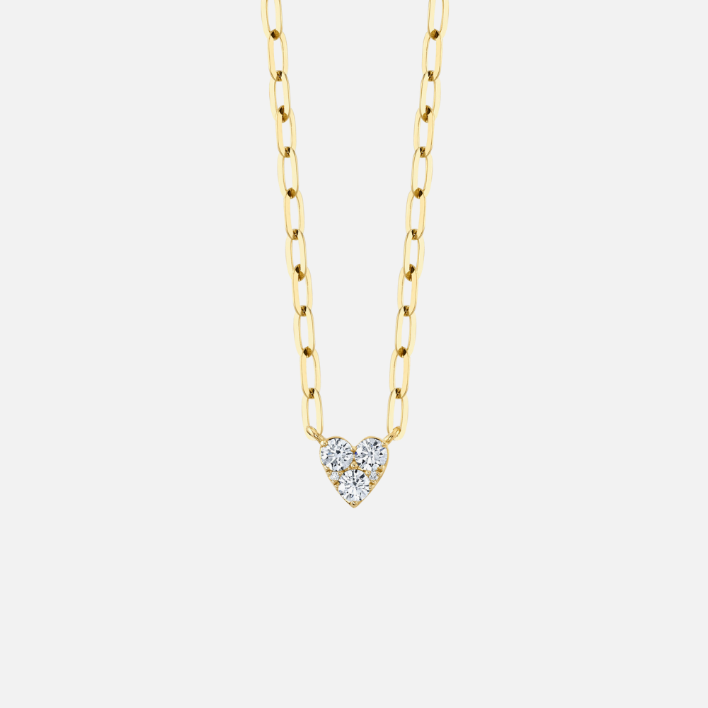 Shy Creation Diamond Heart Paper Clip Link Necklace