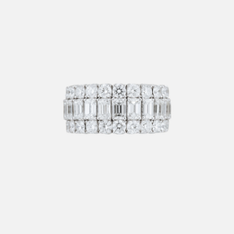Xpandable Emerald-Cut and Round Diamond Ring