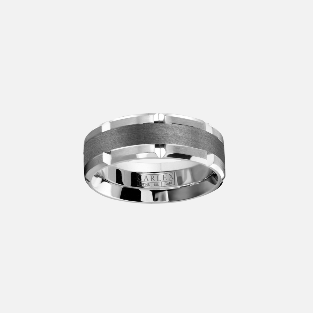 14k White Gold and Tantalum Band with Flat Center and Rims