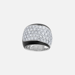 White Gold and Black Ceramic Pavé Diamond Ring