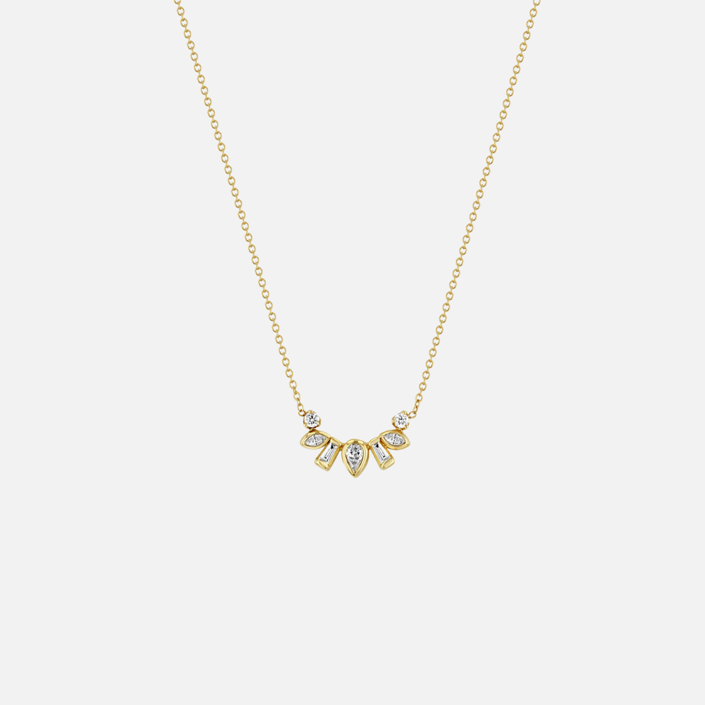 Zoe Chicco Bezel-Set Mixed-Cut Diamond Curve Necklace