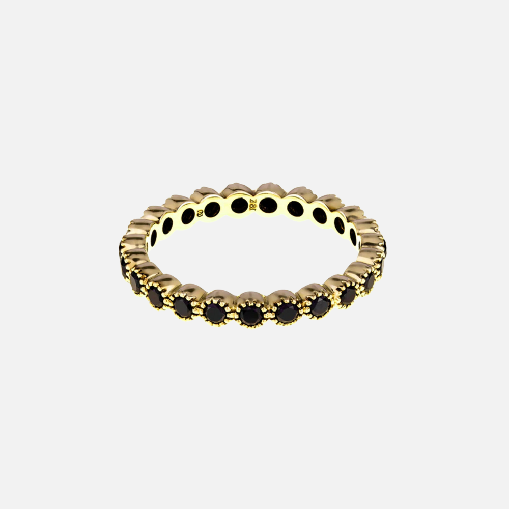 Bezel Black Diamond Band in yellow gold