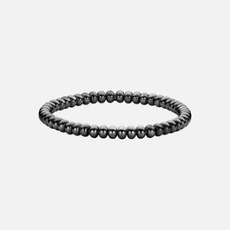 18k Gold Black Rhodium Beaded Stretch Bracelet