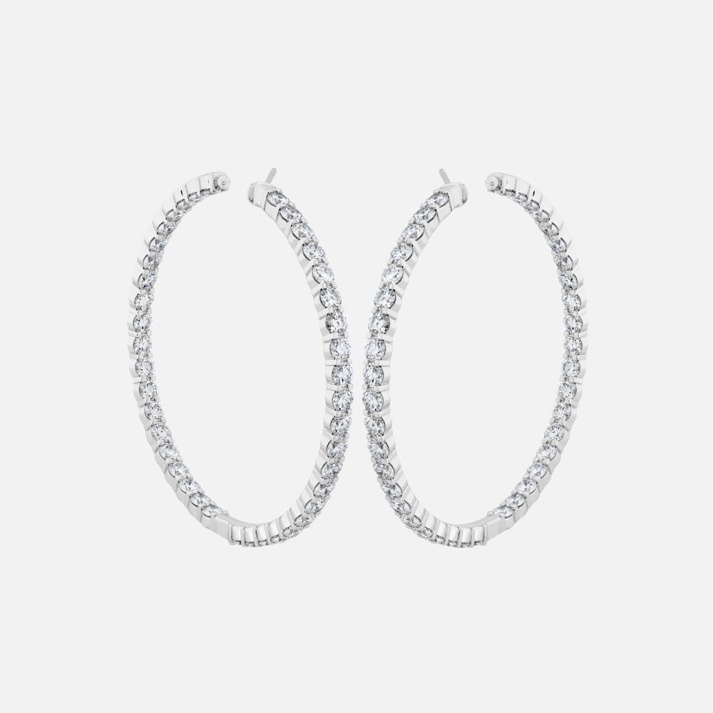 Round hoop earrings in white gold