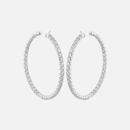 Petite Prong Round Hoop Diamond Earrings