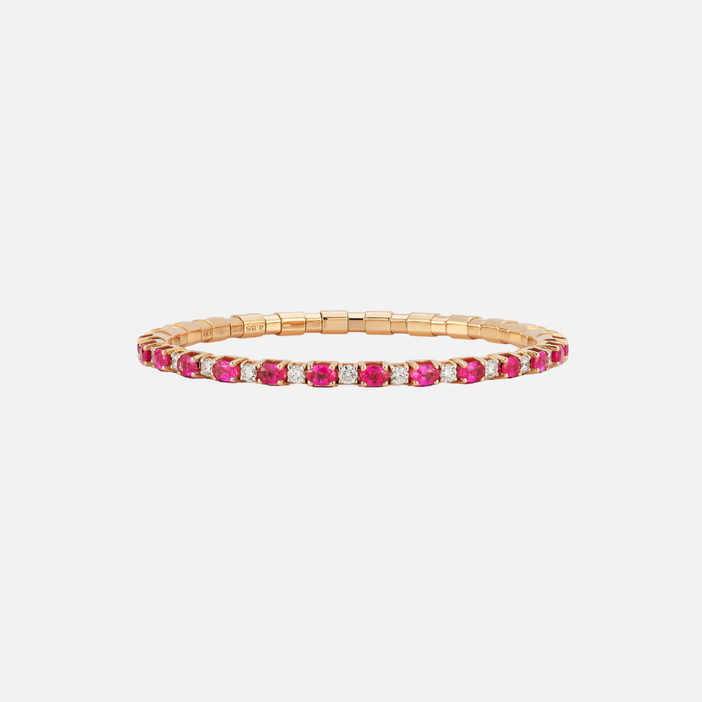 Demeglio Ruby and Diamond Tennis Stretch Bracelet