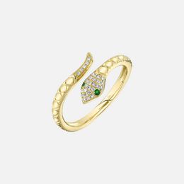 Diamond and Green Garnet Snake Ring