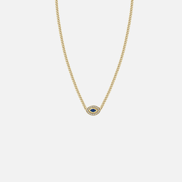 Marquise Blue Sapphire and Diamond Small Curb Chain Necklace