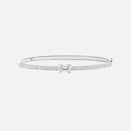 White Gold Emerald-Cut Diamond Bangle Bracelet