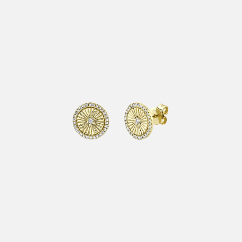 Shy Creation Diamond Star Circle Gold Stud Earrings
