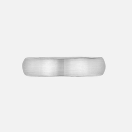 White Gold Sandpaper Finish with Bead Edges Band