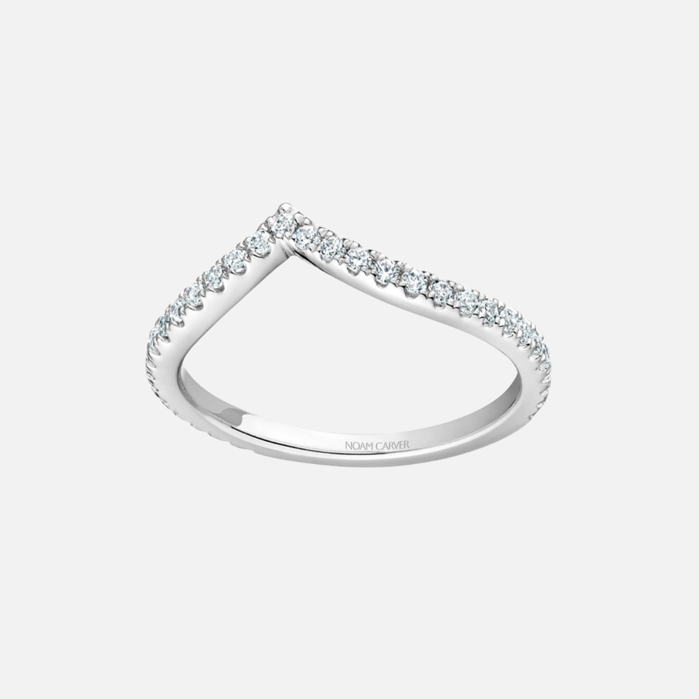 Noam Carver Curved Stackable Diamond 14k White Gold Wedding Band
