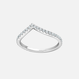 Curved Stackable Diamond 14k White Gold Wedding Band